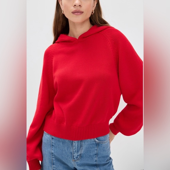 La Ligne Sweaters - La Ligne Jill Hoodie Red Cotton Sweater sz L